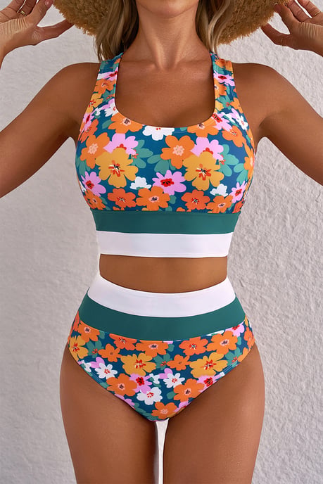 Floral Highwaisted Bikini Swimsuit - Image 1