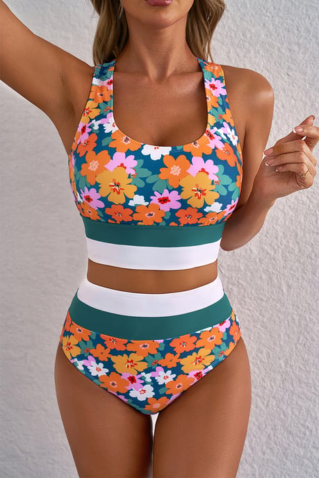 Floral Highwaisted Bikini Swimsuit - Image 3