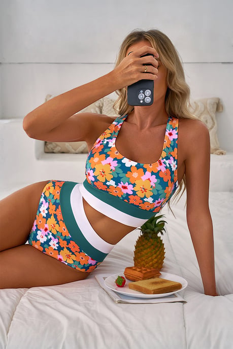 Floral Highwaisted Bikini Swimsuit - Image 6