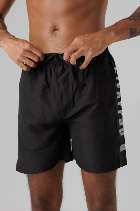 Black Regular Fit Swim Shorts With Elasticated Drawstring Waist - Image 1