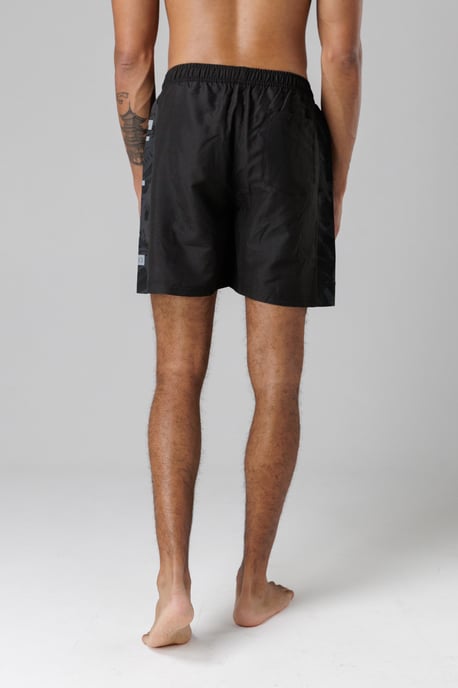 Black Regular Fit Swim Shorts With Elasticated Drawstring Waist - Image 2