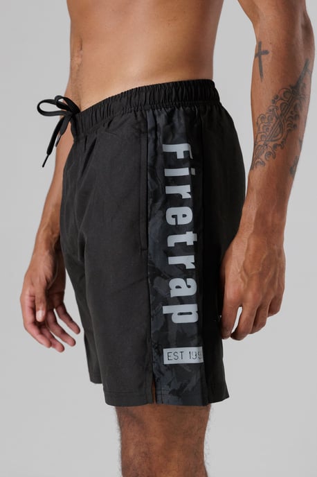 Black Regular Fit Swim Shorts With Elasticated Drawstring Waist - Image 3