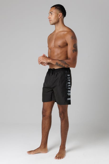 Black Regular Fit Swim Shorts With Elasticated Drawstring Waist - Image 4