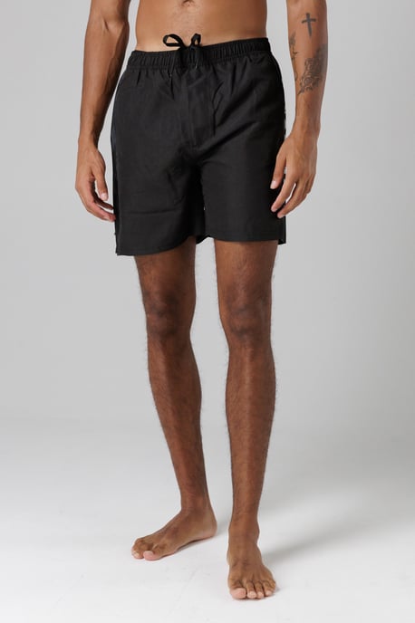 Black Regular Fit Swim Shorts With Elasticated Drawstring Waist - Image 5