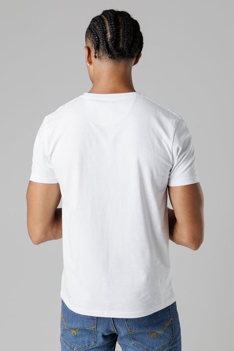 White Regular Fit Cotton T Shirt With Front Pocket - Image 2