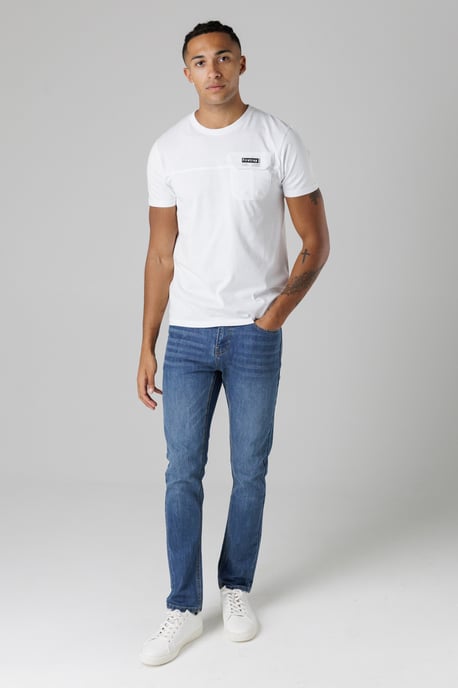 White Regular Fit Cotton T Shirt With Front Pocket - Image 4