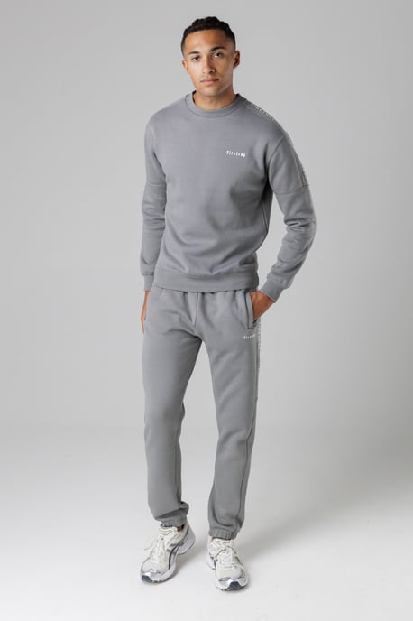 Dark Grey Cotton Rich Brushed Fleece Joggers With Logo Strip Detail - Image 4