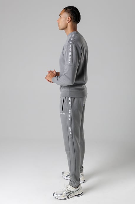 Dark Grey Cotton Rich Brushed Fleece Joggers With Logo Strip Detail - Image 5