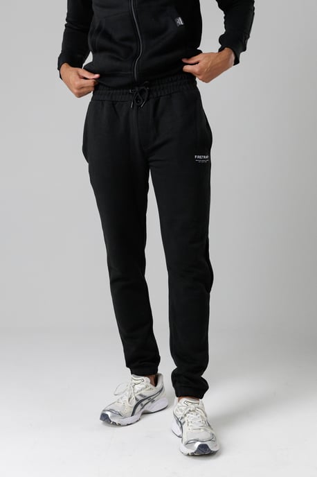 Black Regular Fit Cotton Blend Fleece Joggers With Drawstring Waist - Image 1