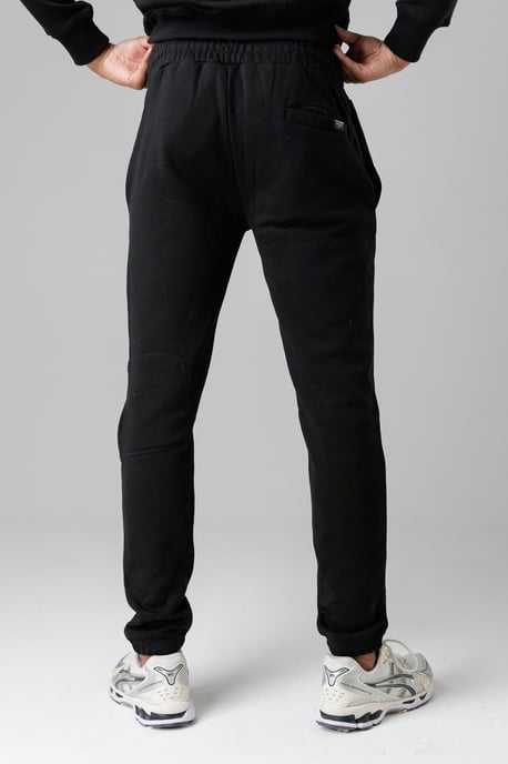Black Regular Fit Cotton Blend Fleece Joggers With Drawstring Waist - Image 2