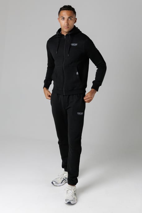 Black Regular Fit Cotton Blend Fleece Joggers With Drawstring Waist - Image 4