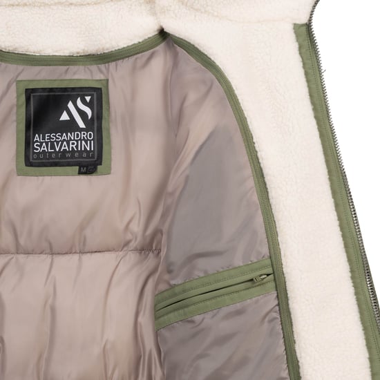 Alessandro Salvarini Herr Vinter Quiltad Jacka AS-457 – 2in1 Med Avtagbart Teddyfoder & Dubbel Huv - Image 6