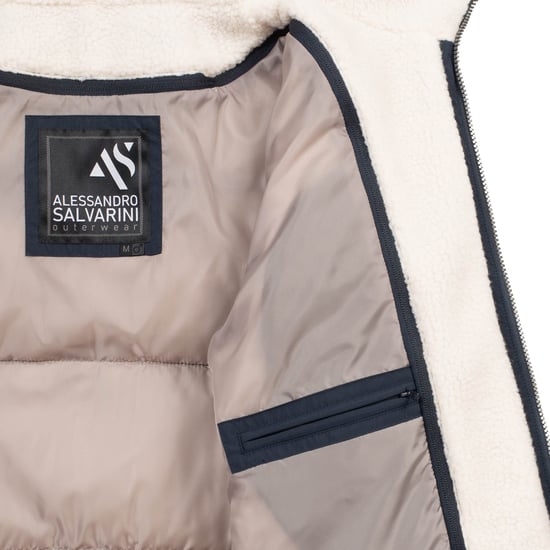 Alessandro Salvarini Herr Vinter Quiltad Jacka AS-457 – 2in1 Med Avtagbart Teddyfoder & Dubbel Huv - Image 6