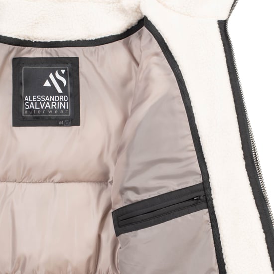 Alessandro Salvarini Herr Vinter Quiltad Jacka AS-457 – 2in1 Med Avtagbart Teddyfoder & Dubbel Huv - Image 6