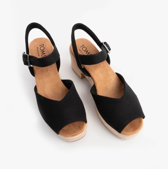 Toms Isla Peep Toe Womens Sandals Black - Image 2