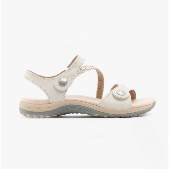 Free Spirit Malibu Womens Leather Touch Fasten Sandals Sand White - Image 1
