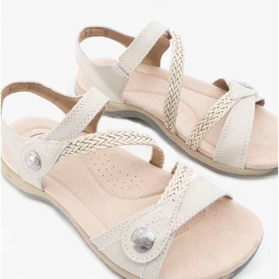 Free Spirit Malibu Womens Leather Touch Fasten Sandals Sand White - Image 2