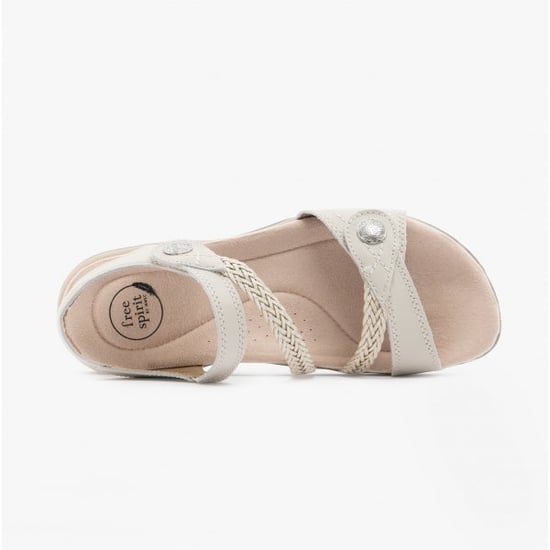 Free Spirit Malibu Womens Leather Touch Fasten Sandals Sand White - Image 4