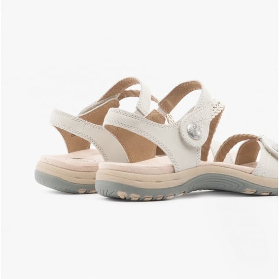 Free Spirit Malibu Womens Leather Touch Fasten Sandals Sand White - Image 5
