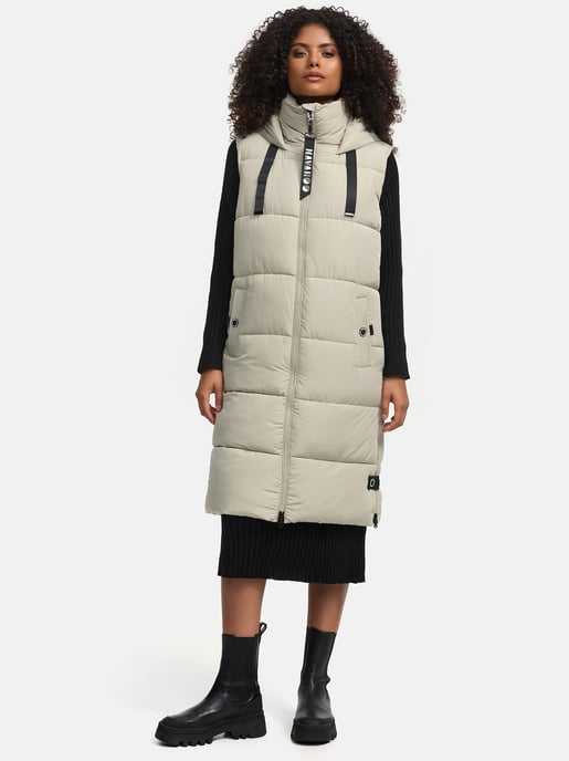 Navahoo women’s quilted vest Schnuffelchen – Long & Stylish with Hood - Image 1
