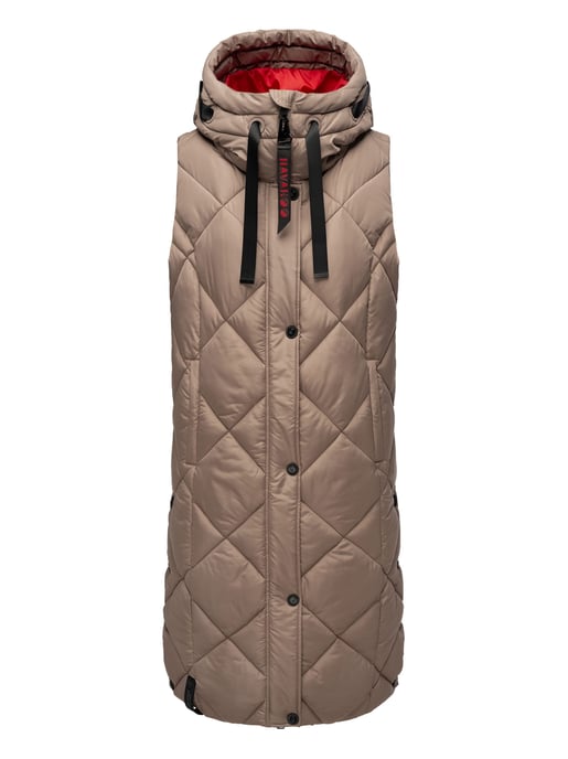 Navahoo lange dames bodywarmer Schnuckel – Modern & Met Capuchon - Image 1
