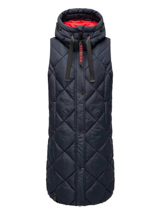 Navahoo lange dames bodywarmer Schnuckel – Modern & Met Capuchon - Image 1