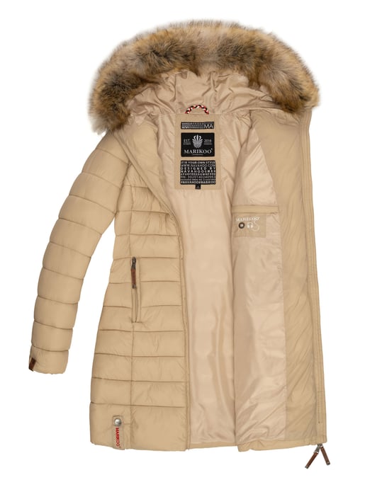 Marikoo damesjas Rose met gewatteerd design & afneembare imitatiebontkraag - Image 6