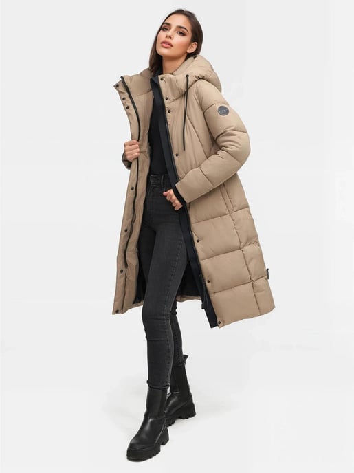 Marikoo women’s long quilted winter coat Tabiaa XVI with hood & fleece - Image 6