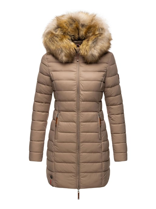 Marikoo women’s jacket Rose with quilted design & detachable faux fur collar - Image 2