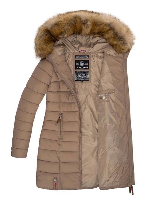 Marikoo women’s jacket Rose with quilted design & detachable faux fur collar - Image 5