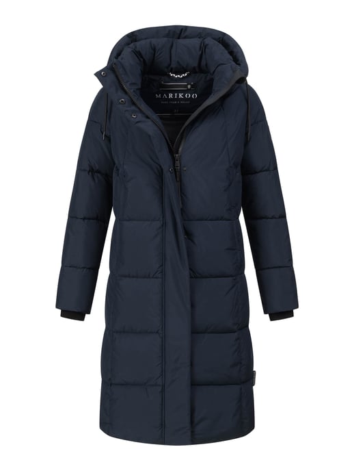 Marikoo women’s long quilted winter coat Tabiaa XVI with hood & fleece - Image 1