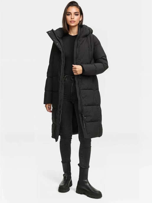 Marikoo women’s long quilted winter coat Tabiaa XVI with hood & fleece - Image 6