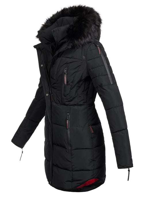Marikoo lange dames winterjas Moonshine met imitatiebontkraag & teddyvoering - Image 2