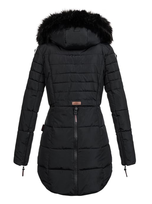 Marikoo lange dames winterjas Moonshine met imitatiebontkraag & teddyvoering - Image 3