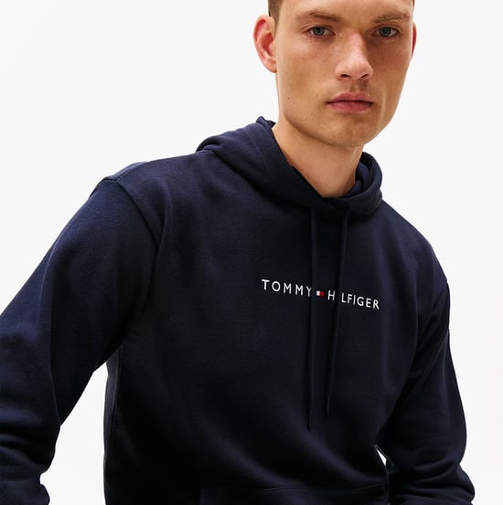 Tommy Hilfiger Th Original Logo Drawstring Lounge Hoodie Desert Sky - Image 4