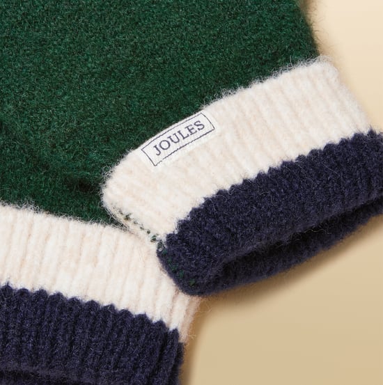 Joules Popley Stripe Womens Gloves Green/navy - Image 2