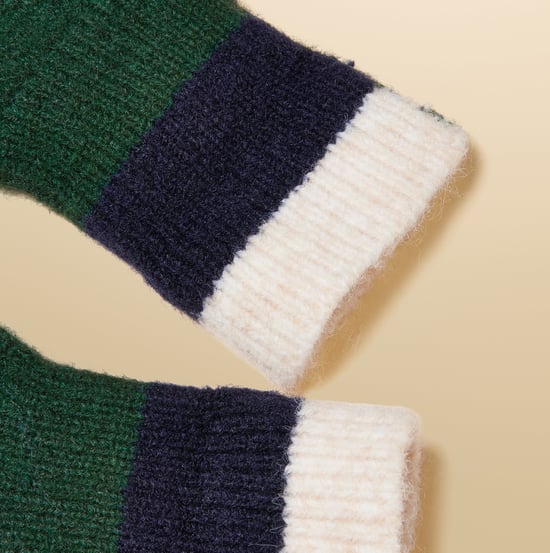 Joules Popley Stripe Womens Gloves Green/navy - Image 3