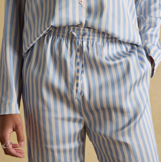 Joules Bonnie Womens Satin Pyjama Set Blue Stripe - Image 5