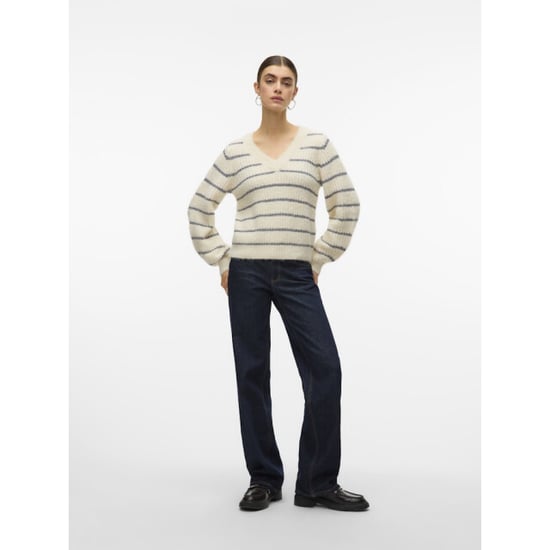 Vero Moda Vmawesome shine ls v-nck stripe pull boo ecru dessin - Image 2