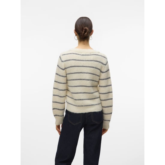 Vero Moda Vmawesome shine ls v-nck stripe pull boo ecru dessin - Image 3