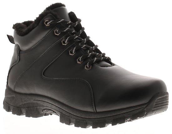 X-Hiking Mens Walking Boots Aspen Lace Up And Zip Up Plush Lined Black - Image 1