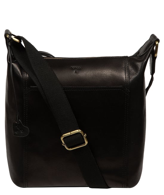 'Tiziana' Black Leather Shoulder Bag - Image 1