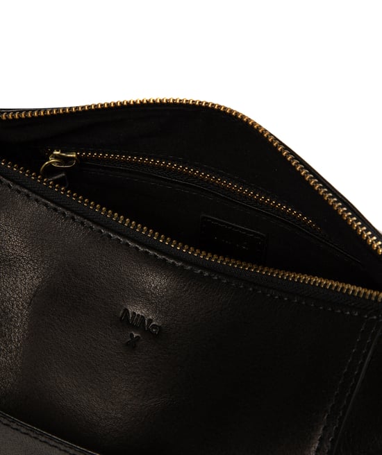 'Tiziana' Black Leather Shoulder Bag - Image 3