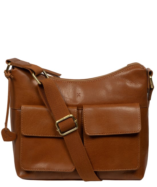 'Sabrina' Dark Tan Leather Shoulder Bag - Image 1