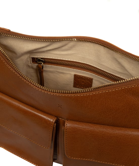 'Sabrina' Dark Tan Leather Shoulder Bag - Image 4