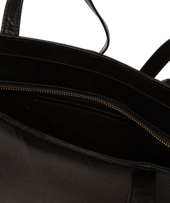 'Teya' Black Leather Tote Bag - Image 5