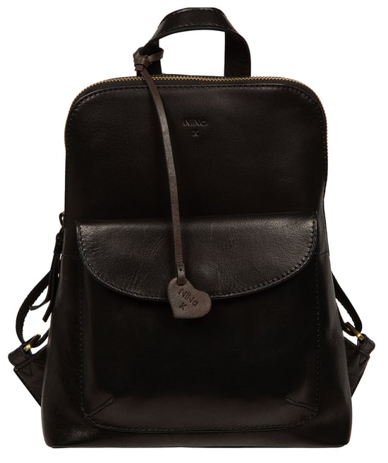 'Letizia' Black Leather Backpack - Image 1