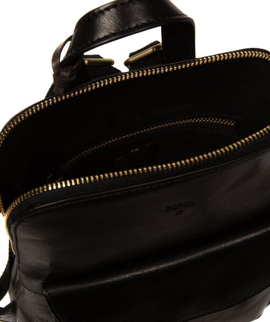 'Letizia' Black Leather Backpack - Image 3