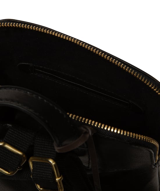 'Letizia' Black Leather Backpack - Image 5