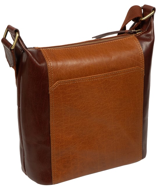 'Tiziana' Conker Brown & Dark Tan Leather Shoulder Bag - Image 2